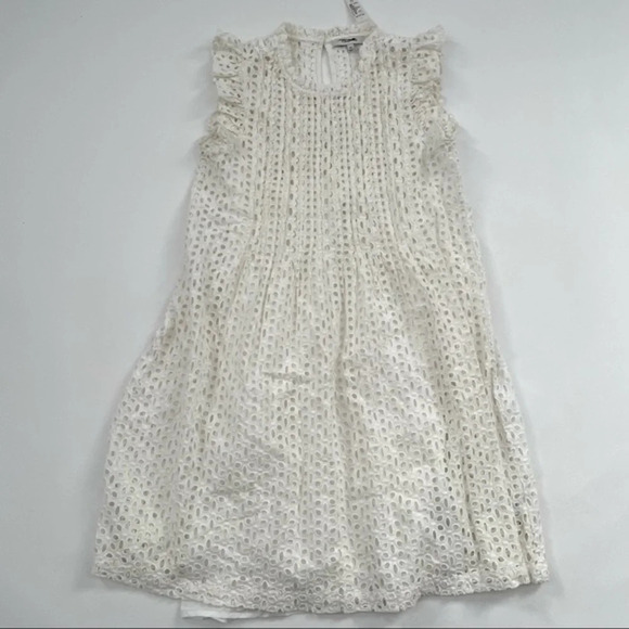 New Madewell Eyelet Ruffle Sleeve Pintuck Mini Dress - Picture 3 of 9
